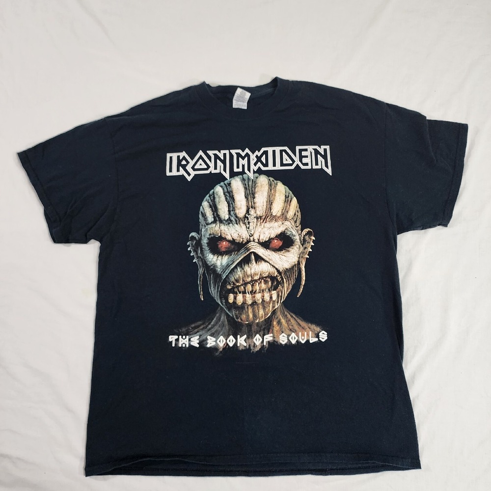 Iron Maiden Shirt Men's XL Black The Book of Souls 2016 World Tour Band Rock Tee